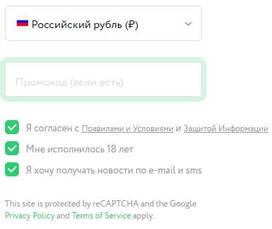 Введите промокод, прочтите пользовательское соглашение, подтвердите совершеннолетие
